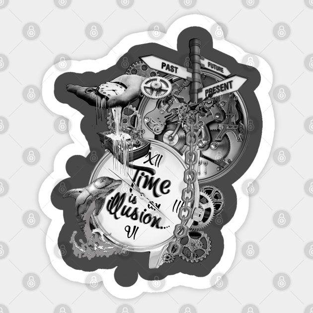 Steampunk Music Time illusions Sticker by Just Kidding by Nadine May